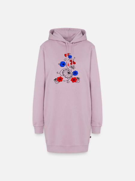 Blumenranke mit Schmetterling - Hoodie-Kleid - Altrosa