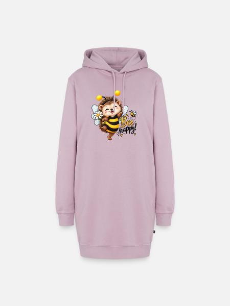 Biene Glücks-Igel Cartoon - Hoodie-Kleid - Altrosa