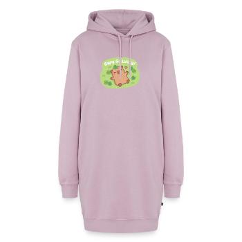 Niedlicher Capy Go Lucky Capybara Vierblattklee-Patch - Hoodie-Kleid - Altrosa - Vorne - AI Model Female 172 light (172cm)