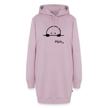 Moin. | Kleine Guckfigur mit Herz regionaler Gruss - Hoodie-Kleid - Altrosa - Vorne - AI Model Female 172 light (172cm)