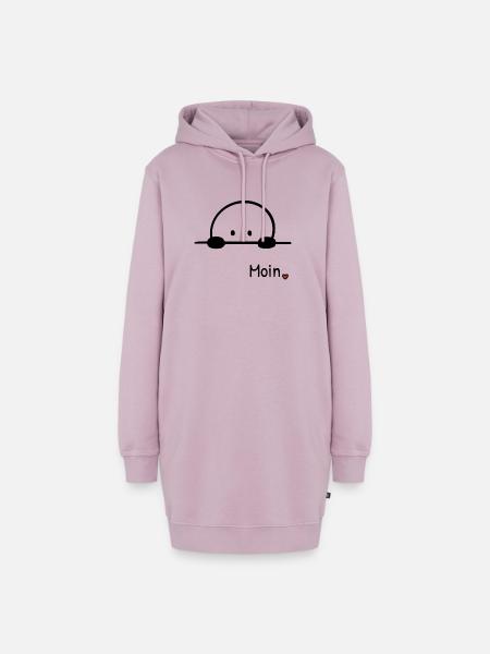 Moin. | Kleine Guckfigur mit Herz regionaler Gruss - Hoodie-Kleid - Altrosa