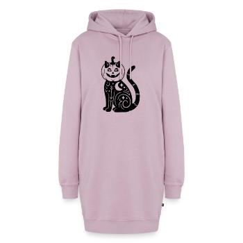 Halloween Katze Kürbiskostüm - Schwarz - Hoodie-Kleid - Altrosa - Vorne - AI Model Female 172 light (172cm)