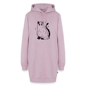 Halloween Katze Gespenst - Schwarz mit Sternen - Hoodie-Kleid - Altrosa - Vorne - AI Model Female 172 light (172cm)