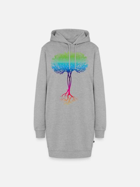 Regenbogen - Hoodie-Kleid - Grau meliert