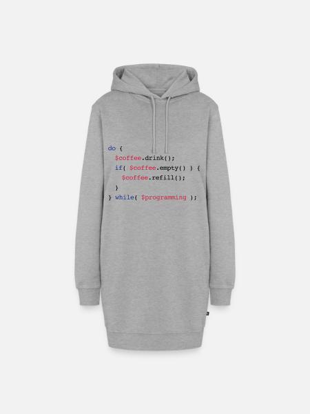 Code Coffee Refill Programming v2 - Hoodie-Kleid - Grau meliert