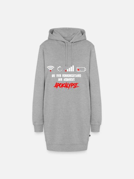 Apokalypse - WLAN - Internet - Akku aus - Hoodie-Kleid - Grau meliert