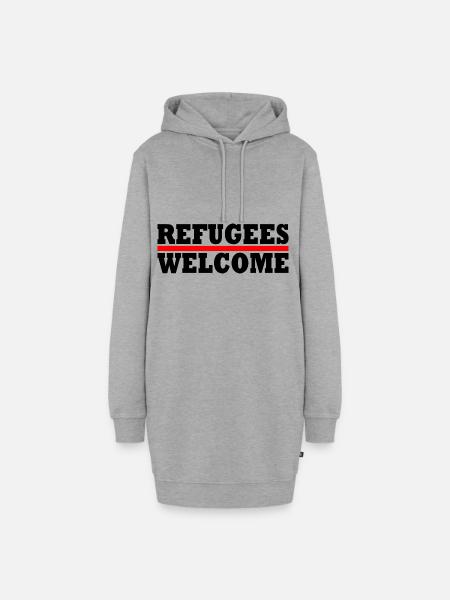 refugees welcome - Hoodie-Kleid - Grau meliert