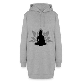 Buddha mit Lotus - Hoodie-Kleid - Grau meliert - Vorne - AI Model Female 172 light (172cm)