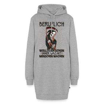 Wollte Etwas Mit Den Menschen Machen - Hoodie-Kleid - Grau meliert - Vorne - AI Model Female 172 light (172cm)