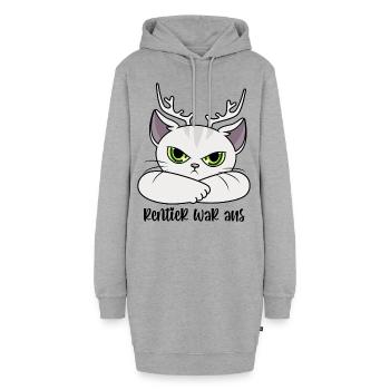 Rentier war aus Katze Lustige Sprüche Weihnachten - Hoodie-Kleid - Grau meliert - Vorne - AI Model Female 172 light (172cm)