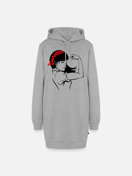 Frauenpower - Hoodie-Kleid - Grau meliert