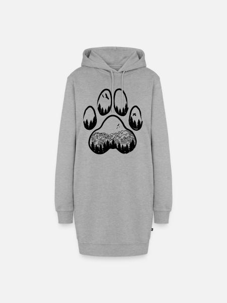 Berge Wandern Camping Hund Hundepfote - Hoodie-Kleid - Grau meliert