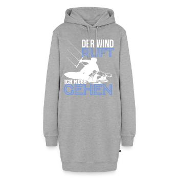 Kitesurfer - Hoodie-Kleid - Grau meliert - Vorne - AI Model Female 172 light (172cm)