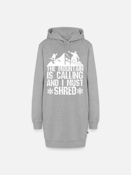 Snowboard Snowboarder Shred Weiß - Hoodie-Kleid - Grau meliert
