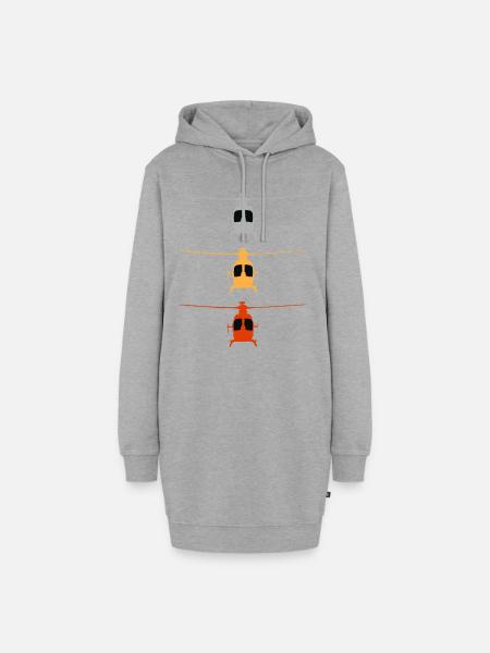 Helikopter - Hubschrauber - Hoodie-Kleid - Grau meliert