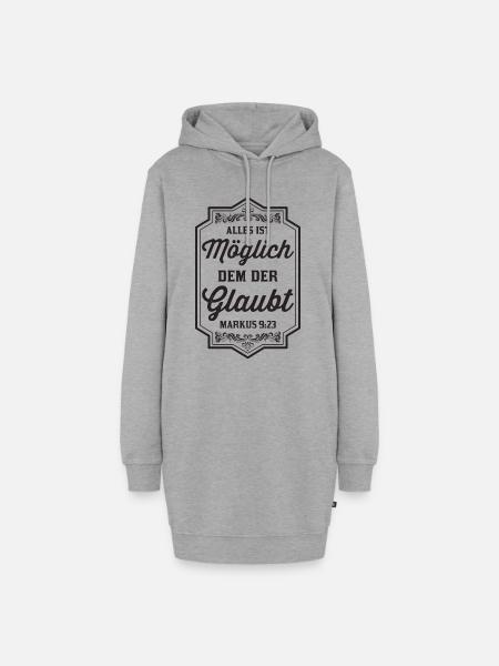Bibelvers - Christlich - Glaube - Hoodie-Kleid - Grau meliert