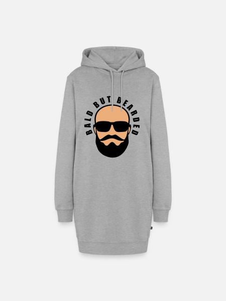 Glatzkopf aber mit Bart - Hoodie-Kleid - Grau meliert