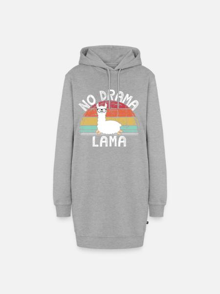 No Drama Lama Retro Vintage Alpaka Style - Hoodie-Kleid - Grau meliert