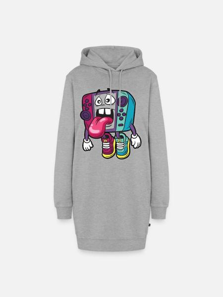 Gamer Humor Lustiger Cartoon Comic Controller - Hoodie-Kleid - Grau meliert