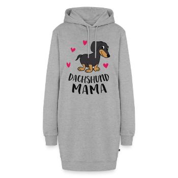 Coole Dachshund Mutter Dachshund Mama - Hoodie-Kleid - Grau meliert - Vorne - AI Model Female 172 light (172cm)