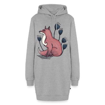 Fuchs mit Blumen - Hoodie-Kleid - Grau meliert - Vorne - AI Model Female 172 light (172cm)