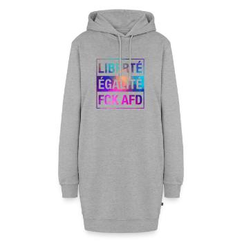 Liberté Égalité FCK AFD Shirt - Hoodie-Kleid - Grau meliert - Vorne - AI Model Female 172 light (172cm)