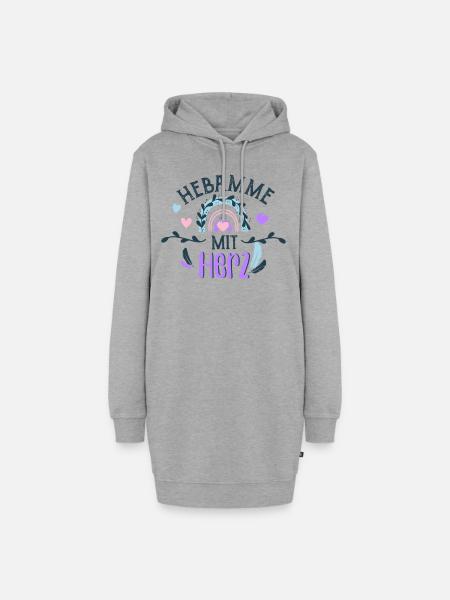 Hebamme mit Herz Geschenk - Hoodie-Kleid - Grau meliert