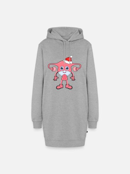 Uterus Weihnachten Feminismus Gebärmutter - Hoodie-Kleid - Grau meliert