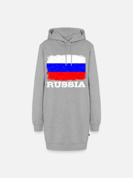 RUSSLAND FLAGGE Geschenk Russland Fahne für РОССИЯ - Hoodie-Kleid - Grau meliert