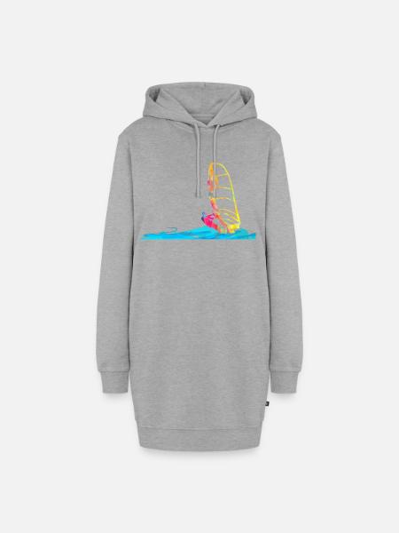 Windsurfen Windsurfer Geschenkidee Surfbrett - Hoodie-Kleid - Grau meliert
