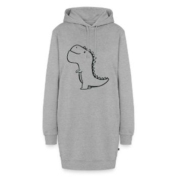 niedlicher Dino - Hoodie-Kleid - Grau meliert - Vorne - AI Model Female 172 light (172cm)