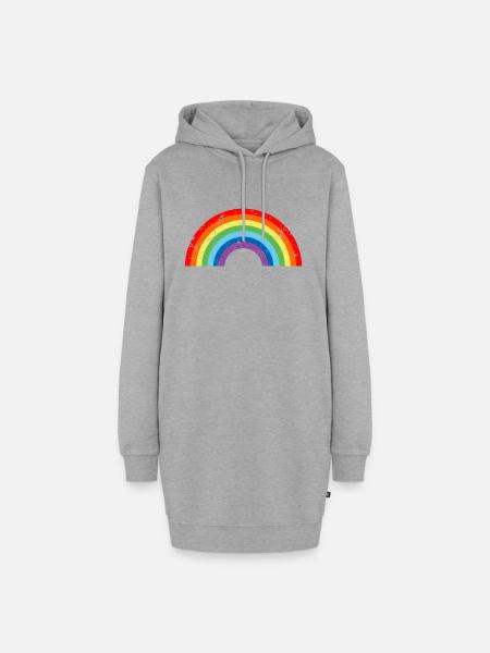 Regenbogen Bunt - Hoodie-Kleid - Grau meliert