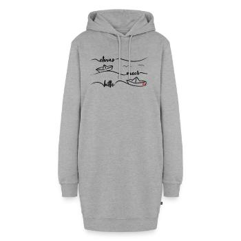 Papierschiff Papierboot Meer Papierschiffchen - Hoodie-Kleid - Grau meliert - Vorne - AI Model Female 172 light (172cm)