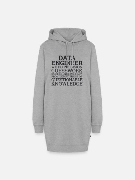 "Data Engineer Guesswork | Data Scientist" - Hoodie-Kleid - Grau meliert