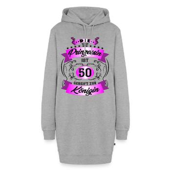 50 Geburtstag Frauen Geschenk 50 Jahre Geburtstag - Hoodie-Kleid - Grau meliert - Vorne - AI Model Female 172 light (172cm)