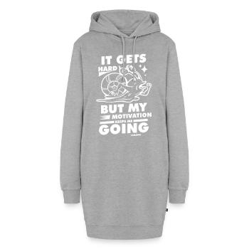 Motivation - Hoodie-Kleid - Grau meliert - Vorne - AI Model Female 172 light (172cm)
