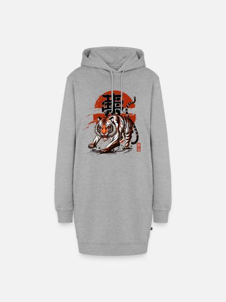 Japanische Tiger Zeichen Symbole - Hoodie-Kleid - Grau meliert