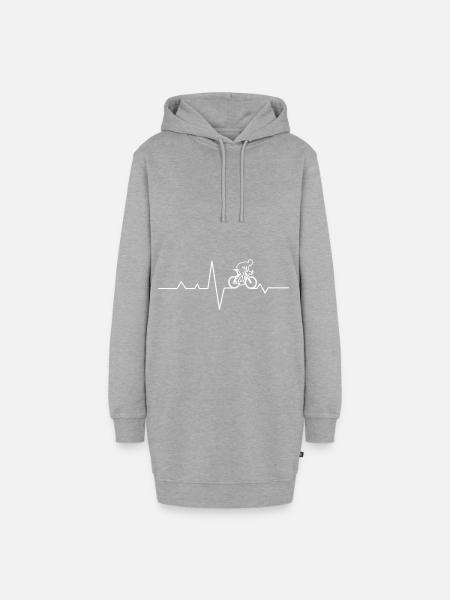 Fahrrad Fahrradfahren Radfahrer Puls - Hoodie-Kleid - Grau meliert