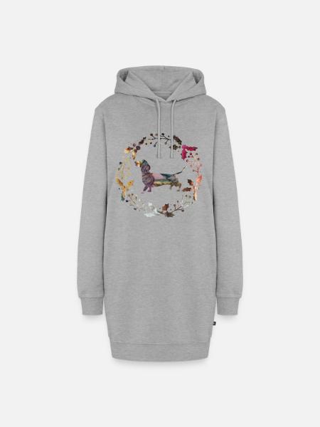 dackel - Hoodie-Kleid - Grau meliert