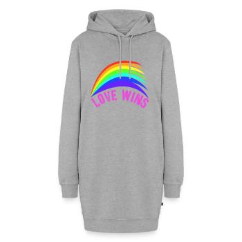 Regenbogen, Regenbogen, Regenbogen, Regenbogen, Regenbogen - Hoodie-Kleid - Grau meliert - Vorne - AI Model Female 172 light (172cm)