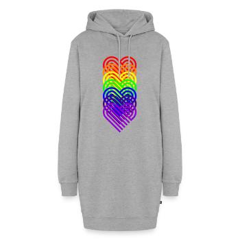 Regenbogen, Regenbogen, Regenbogen, Regenbogen, Regenbogen - Hoodie-Kleid - Grau meliert - Vorne - AI Model Female 172 light (172cm)