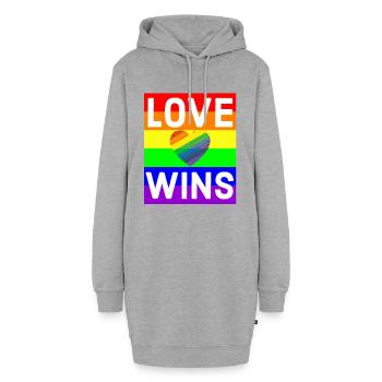 Regenbogen, Regenbogen, Regenbogen, Regenbogen, Regenbogen - Hoodie-Kleid - Grau meliert - Vorne - AI Model Female 172 light (172cm)