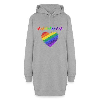 Regenbogen, Regenbogen, Regenbogen, Regenbogen, Regenbogen - Hoodie-Kleid - Grau meliert - Vorne - AI Model Female 172 light (172cm)