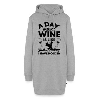 wein trinken - Hoodie-Kleid - Grau meliert - Vorne - AI Model Female 172 light (172cm)