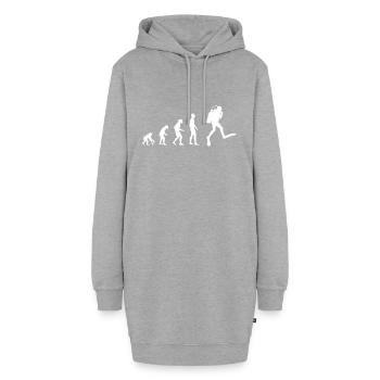 Tauchen Evolution | Menschen Entwicklung Idee - Hoodie-Kleid - Grau meliert - Vorne - AI Model Female 172 light (172cm)
