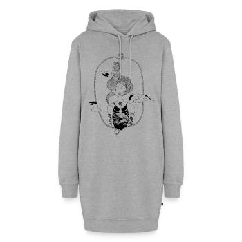 Seemann s Frau I Das Meer schlägt Wellen - Hoodie-Kleid - Grau meliert - Vorne - AI Model Female 172 light (172cm)