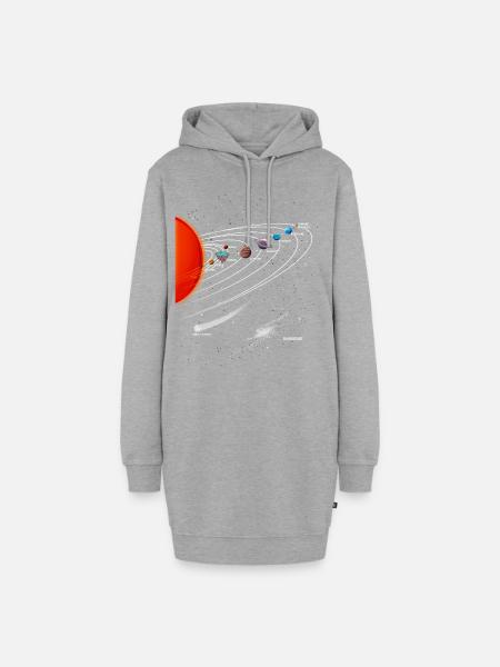 Flache Erde Flat Earth Solarsystem - Hoodie-Kleid - Grau meliert