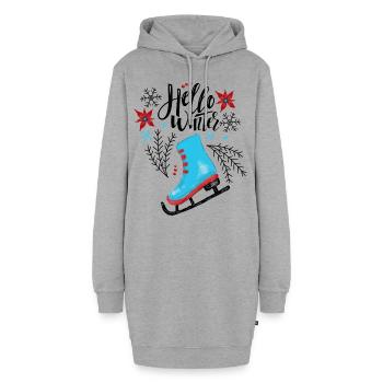 Schlittschuh Lettering - Hoodie-Kleid - Grau meliert - Vorne - AI Model Female 172 light (172cm)