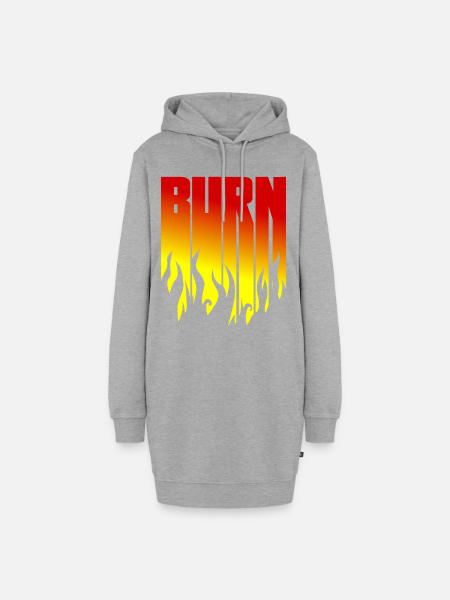 BURN - Schwarze Flammen - Flamme - Hoodie-Kleid - Grau meliert