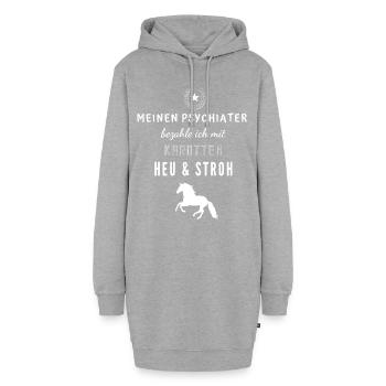 Pferdespruch - Hoodie-Kleid - Grau meliert - Vorne - AI Model Female 172 light (172cm)
